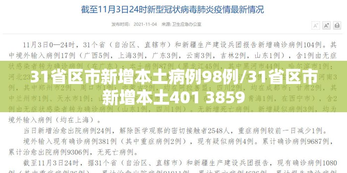 31省区市新增本土病例98例/31省区市新增本土401 3859