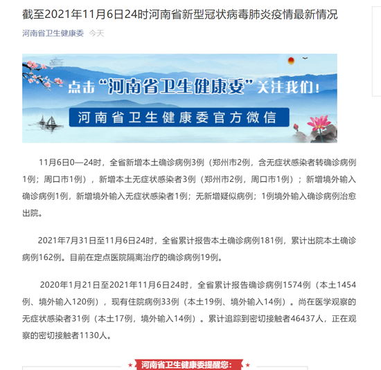 河南新增4例本土确诊病例/河南新增本土感染者15例