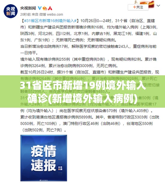 31省区市新增19例境外输入确诊(新增境外输入病例)
