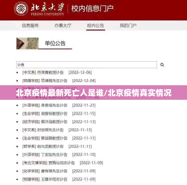 北京疫情最新死亡人是谁/北京疫情真实情况