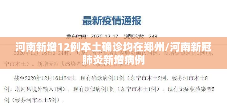 河南新增12例本土确诊均在郑州/河南新冠肺炎新增病例
