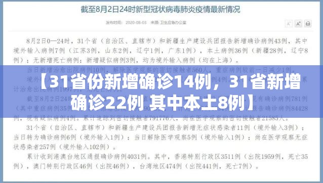 【31省份新增确诊14例，31省新增确诊22例 其中本土8例】
