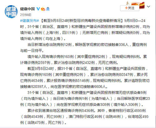 31省区市新增3例境外输入病例(31省份新增境外输入确诊病例)