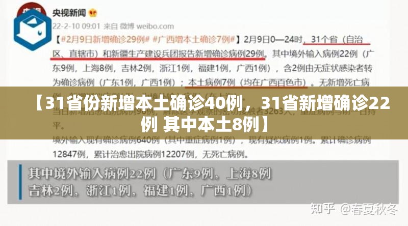 【31省份新增本土确诊40例，31省新增确诊22例 其中本土8例】