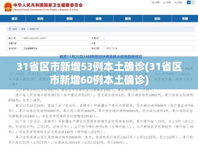 31省区市新增53例本土确诊(31省区市新增60例本土确诊)
