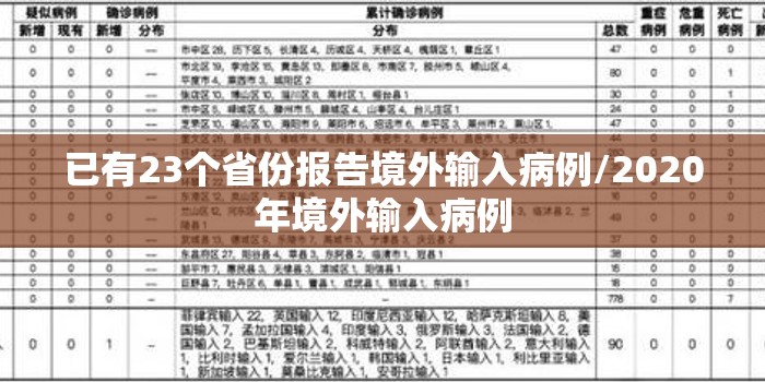 已有23个省份报告境外输入病例/2020年境外输入病例
