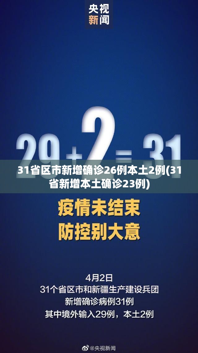 31省区市新增确诊26例本土2例(31省新增本土确诊23例)