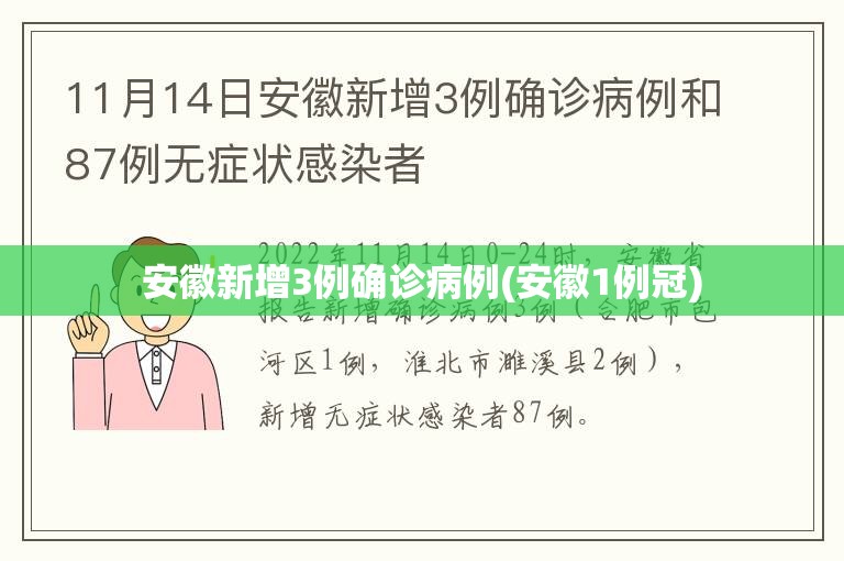 安徽新增3例确诊病例(安徽1例冠)