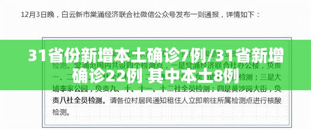 31省份新增本土确诊7例/31省新增确诊22例 其中本土8例