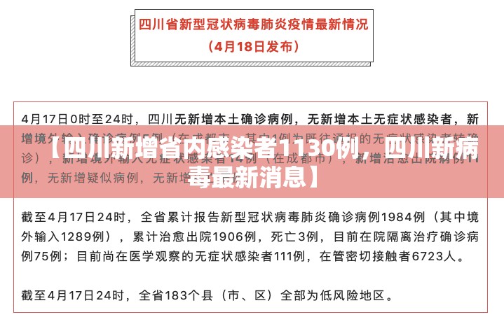 【四川新增省内感染者1130例，四川新病毒最新消息】