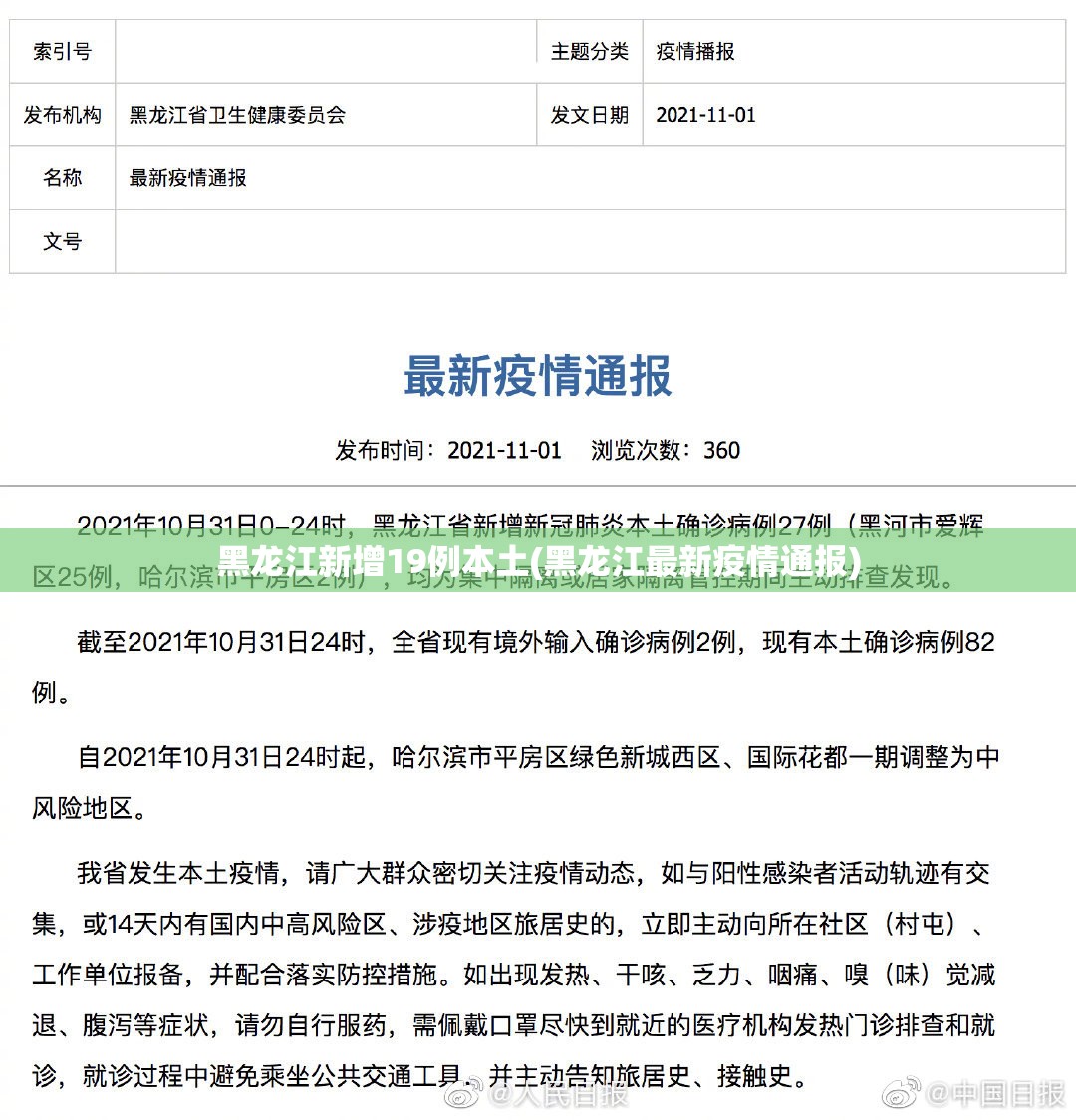 黑龙江新增19例本土(黑龙江最新疫情通报)