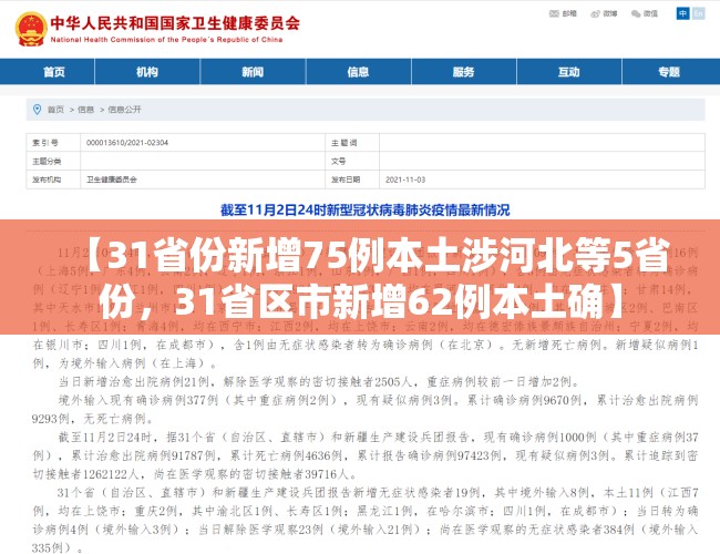 【31省份新增75例本土涉河北等5省份，31省区市新增62例本土确】