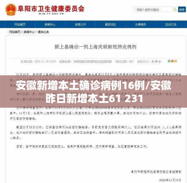 安徽新增本土确诊病例16例/安徽昨日新增本土61 231