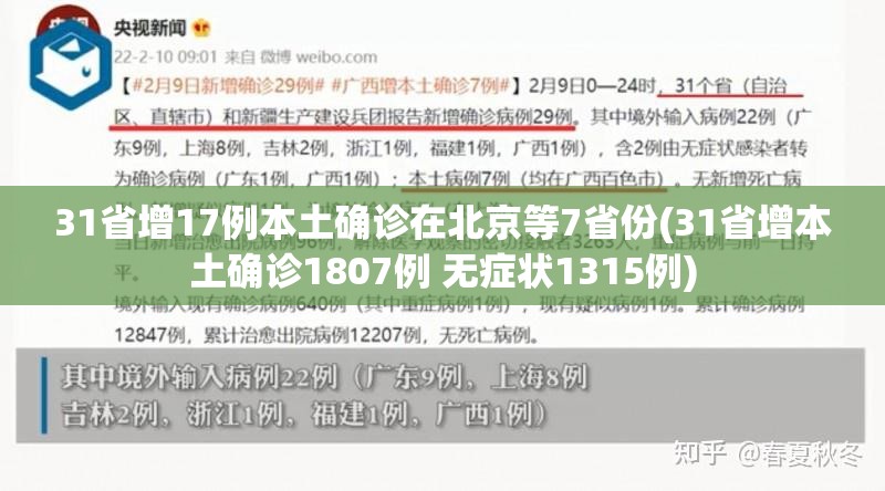 31省增17例本土确诊在北京等7省份(31省增本土确诊1807例 无症状1315例)