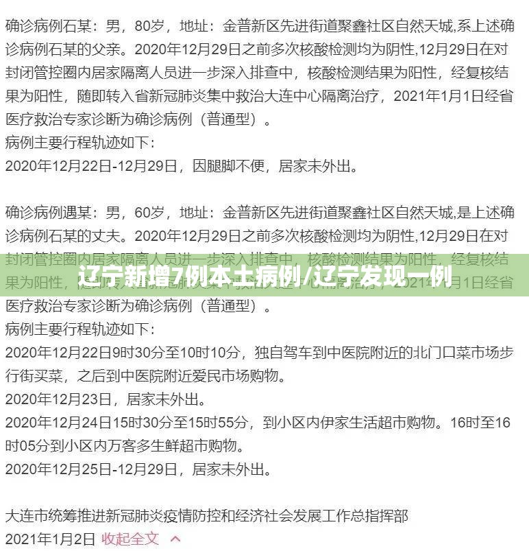 辽宁新增7例本土病例/辽宁发现一例