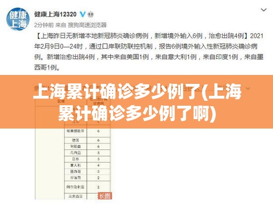 上海累计确诊多少例了(上海累计确诊多少例了啊)