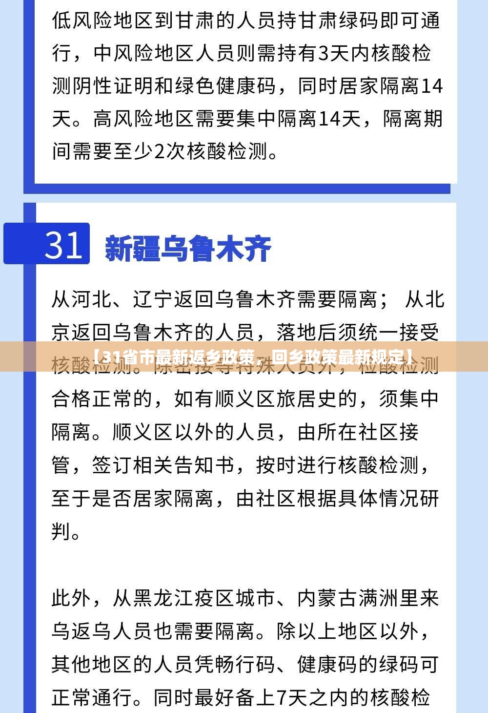 【31省市最新返乡政策，回乡政策最新规定】