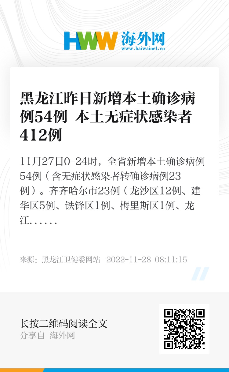 黑龙江昨日新增8例本土确诊(黑龙江昨日新增8例本土确诊病例) 黑龙江昨日新增8例本土确诊(黑龙江昨日新增8例本土确诊病例)