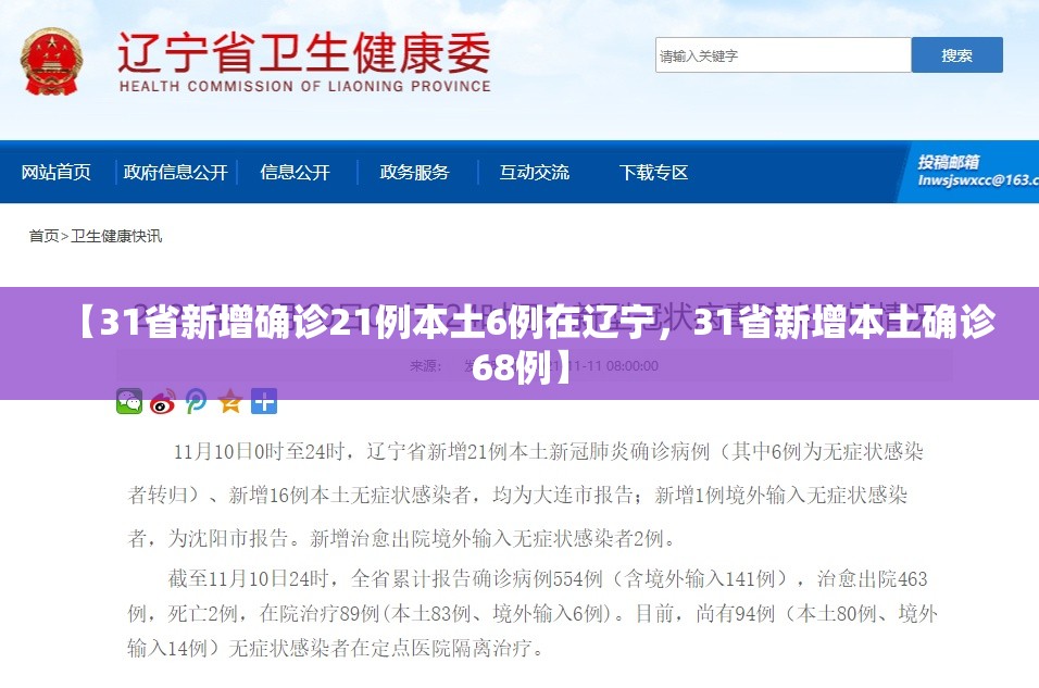 【31省新增确诊21例本土6例在辽宁，31省新增本土确诊68例】