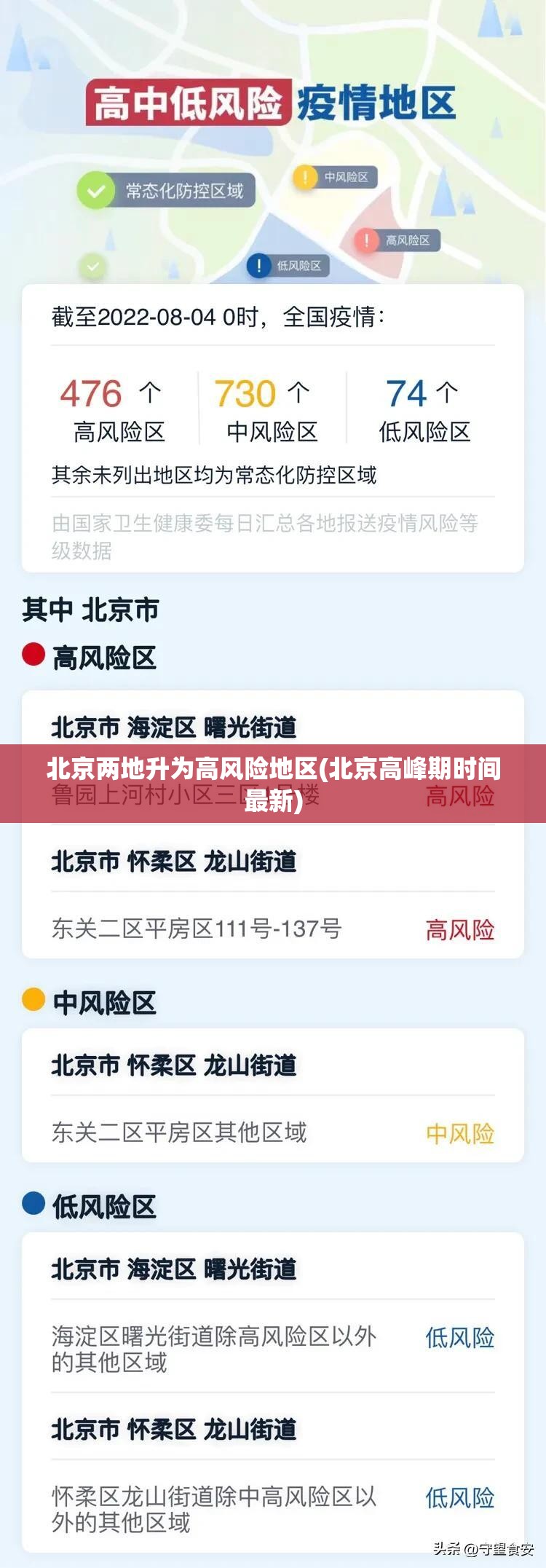 北京两地升为高风险地区(北京高峰期时间最新)