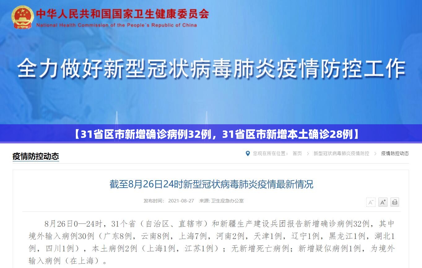 【31省区市新增确诊病例32例，31省区市新增本土确诊28例】