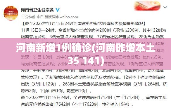河南新增1例确诊(河南昨增本土35 141)