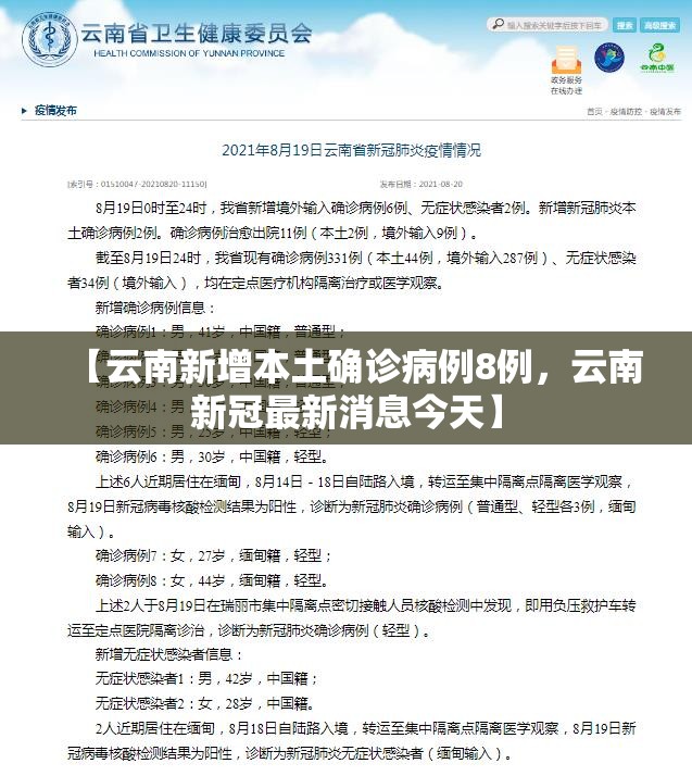 【云南新增本土确诊病例8例，云南新冠最新消息今天】