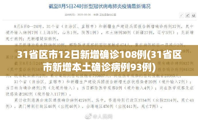 31省区市12日新增确诊108例(31省区市新增本土确诊病例93例)