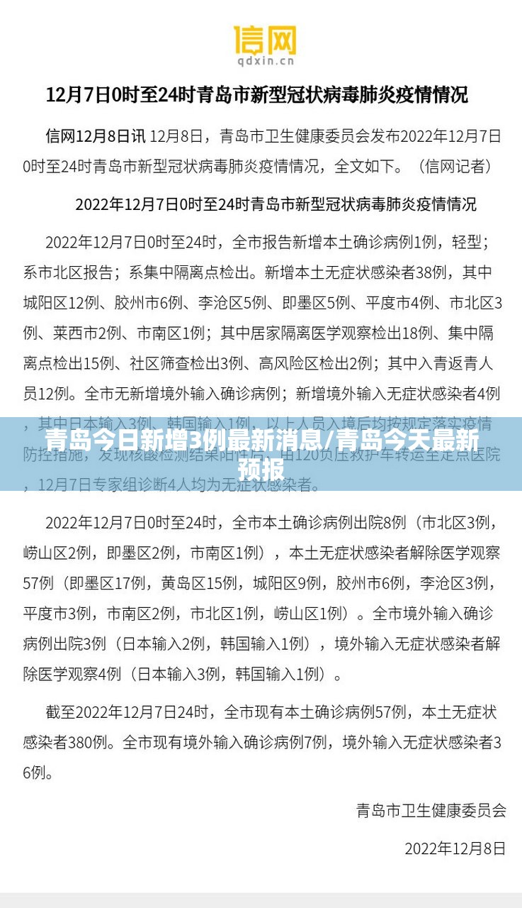 青岛今日新增3例最新消息/青岛今天最新预报