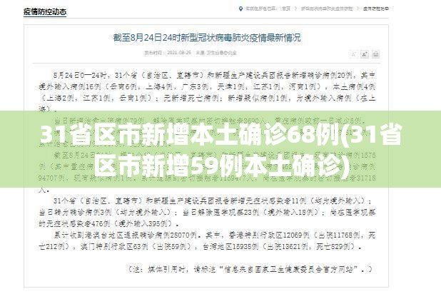 31省区市新增本土确诊68例(31省区市新增59例本土确诊)