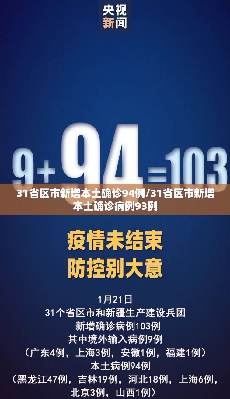 31省区市新增本土确诊94例/31省区市新增本土确诊病例93例