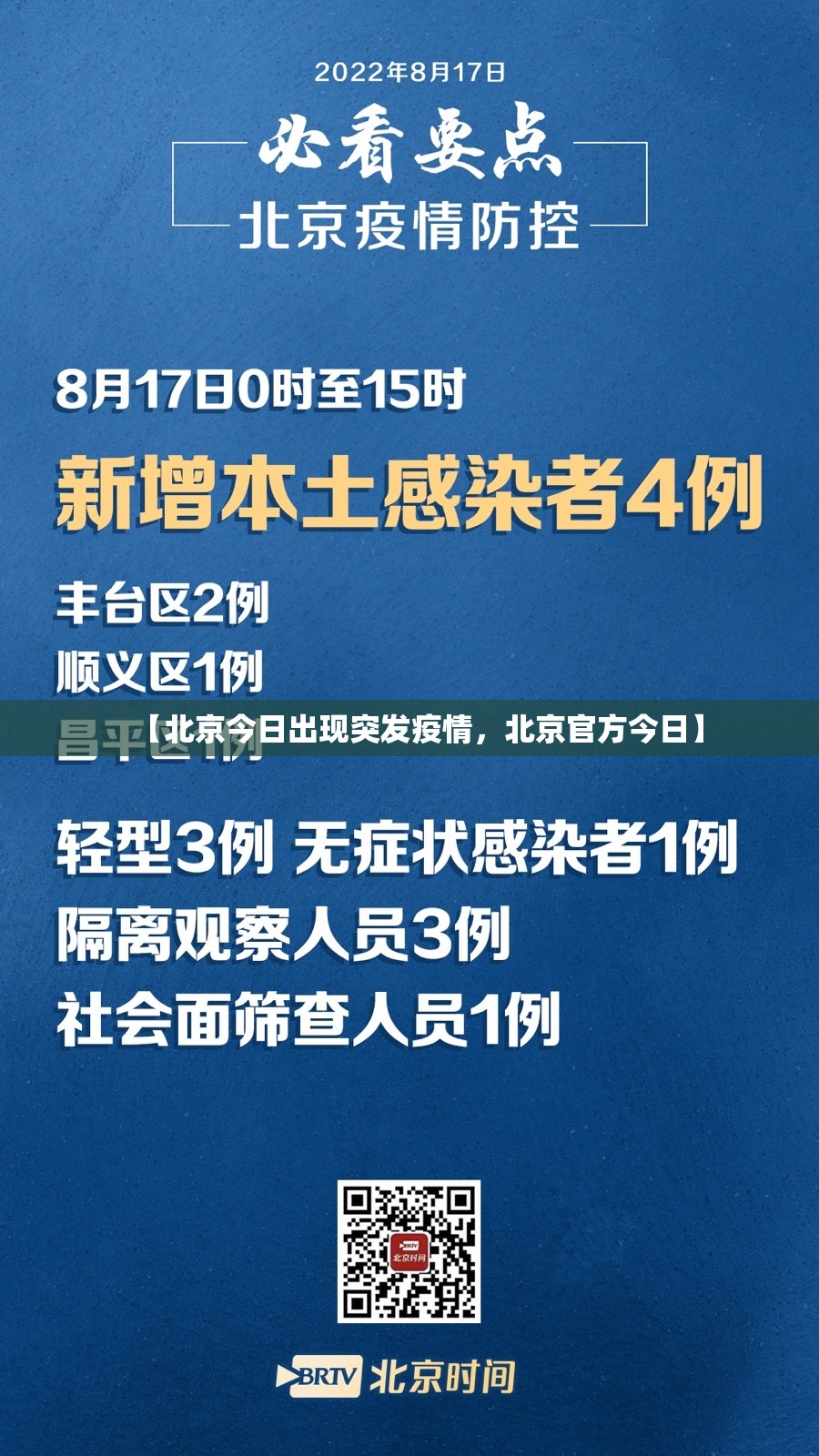 【北京今日出现突发疫情，北京官方今日】