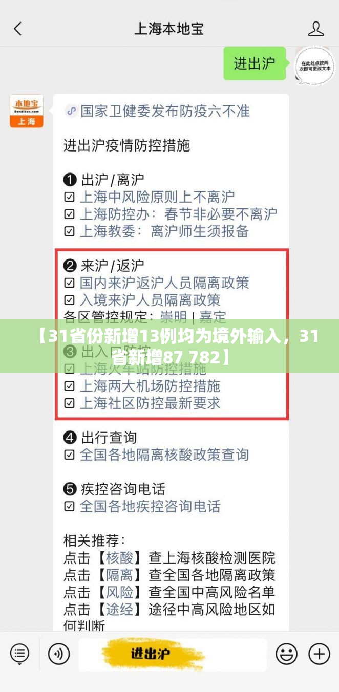 【31省份新增13例均为境外输入，31省新增87 782】
