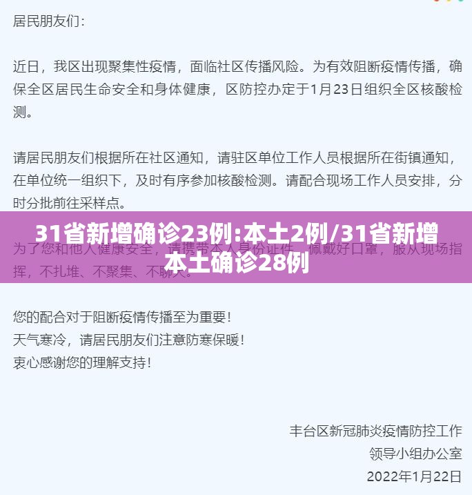 31省新增确诊23例:本土2例/31省新增本土确诊28例