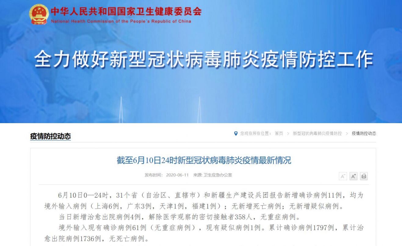 31省增11例境外病例/31省份新增本土223 747