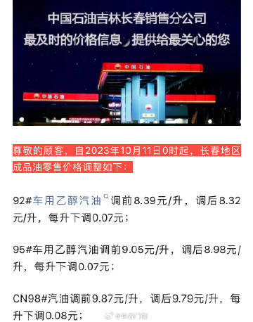 【中国石油今日油价，中国石油今日油价长春市】