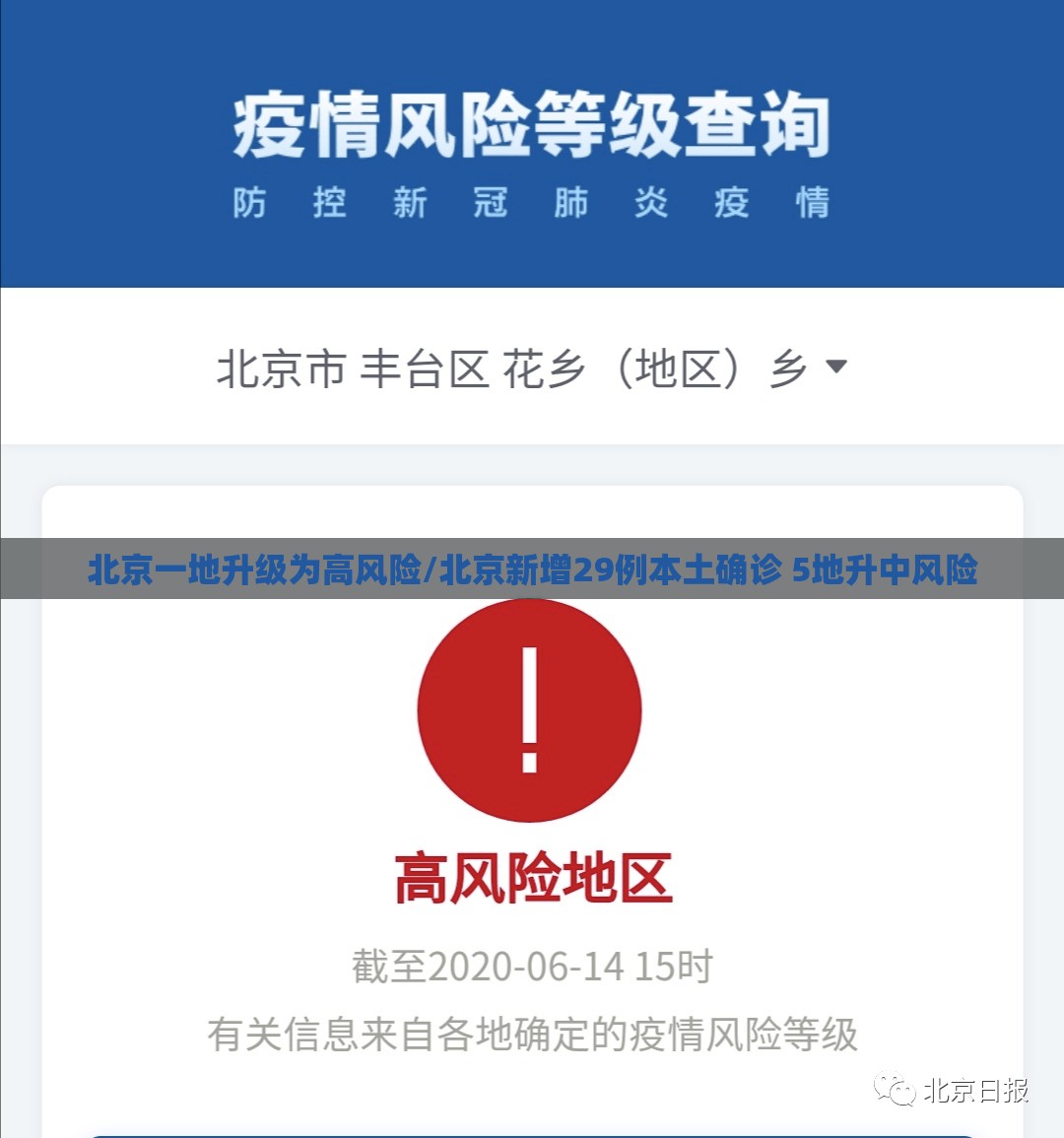 北京一地升级为高风险/北京新增29例本土确诊 5地升中风险