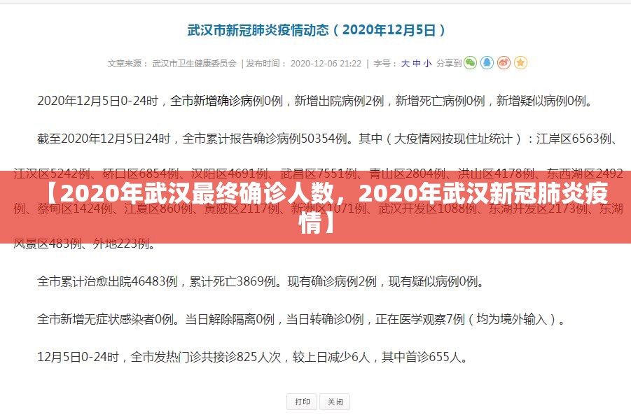 【2020年武汉最终确诊人数，2020年武汉新冠肺炎疫情】