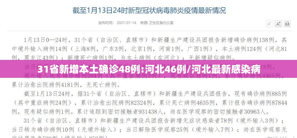 31省新增本土确诊48例:河北46例/河北最新感染病