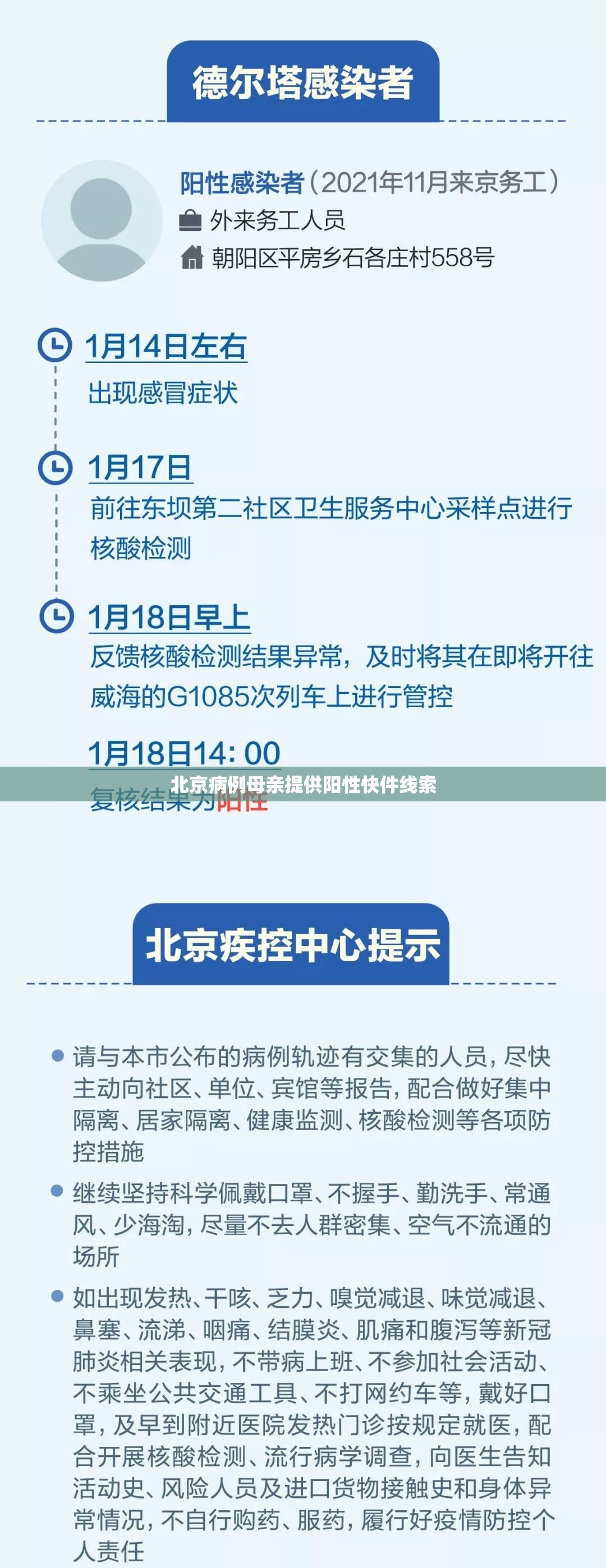北京病例母亲提供阳性快件线索