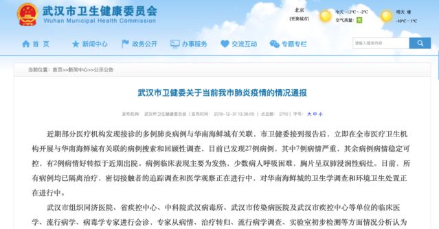 肺炎武汉(武汉 肺炎 最新通报)