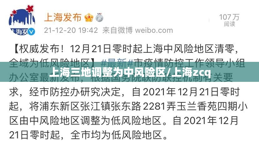 上海三地调整为中风险区/上海zcq