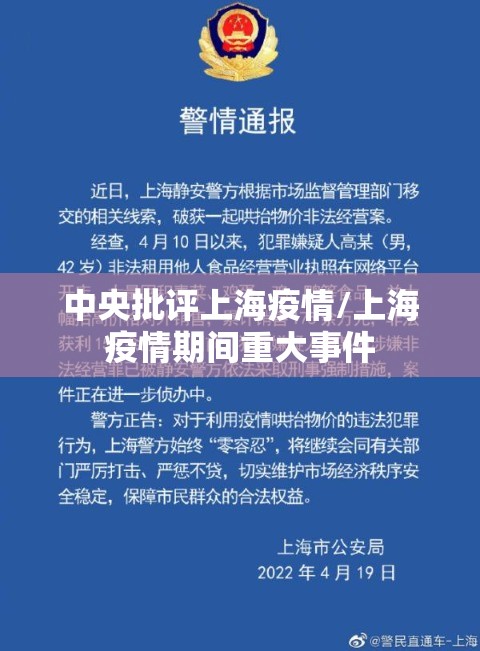 中央批评上海疫情/上海疫情期间重大事件