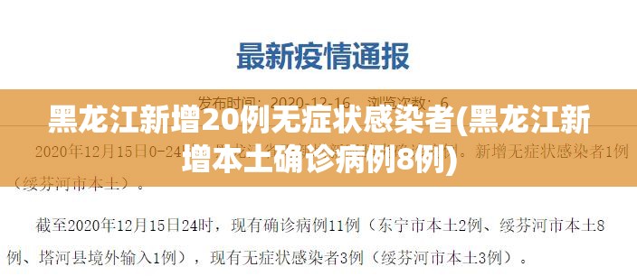 黑龙江新增20例无症状感染者(黑龙江新增本土确诊病例8例)