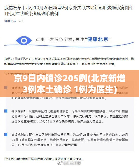 京9日内确诊205例(北京新增3例本土确诊 1例为医生)