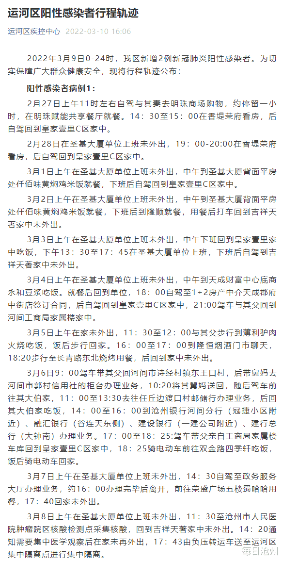沧州确诊病例行程轨迹/沧州确诊病例行程轨迹图