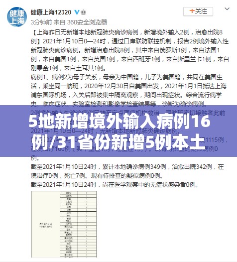 5地新增境外输入病例16例/31省份新增5例本土病例