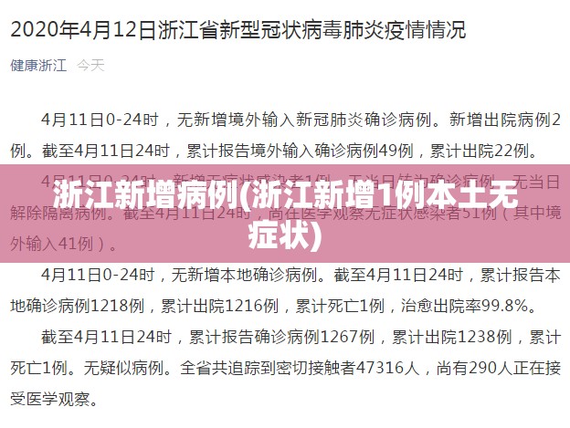 浙江新增病例(浙江新增1例本土无症状)