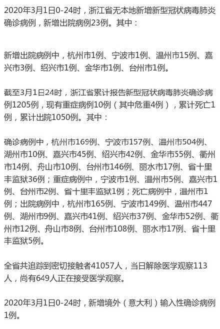 浙江新增病例(浙江新增1例本土无症状)
