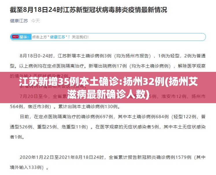 江苏新增35例本土确诊:扬州32例(扬州艾滋病最新确诊人数)